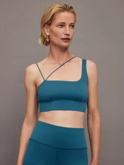 Asymmetrical Strappy Bra in Diamond Compression