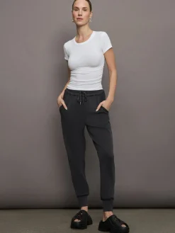 Cap Sleeve Ruched Top in Ribbed Jersey