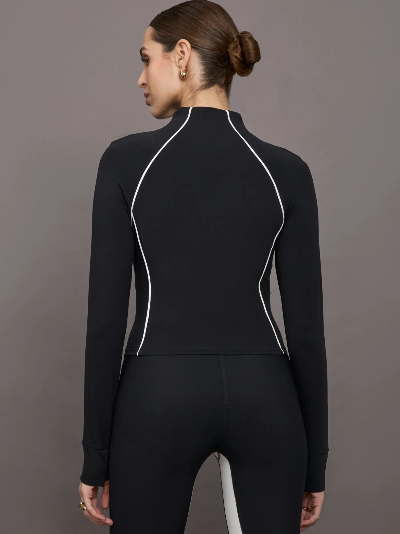 Colorblock Mock Neck Corset Zip in Melt