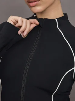 Colorblock Mock Neck Corset Zip in Melt