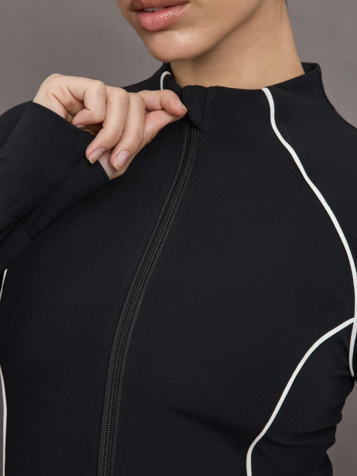 Colorblock Mock Neck Corset Zip in Melt