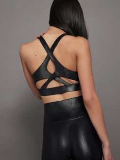Criss Cross Bra in Crocodile Takara Shine