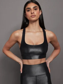 Criss Cross Bra in Crocodile Takara Shine