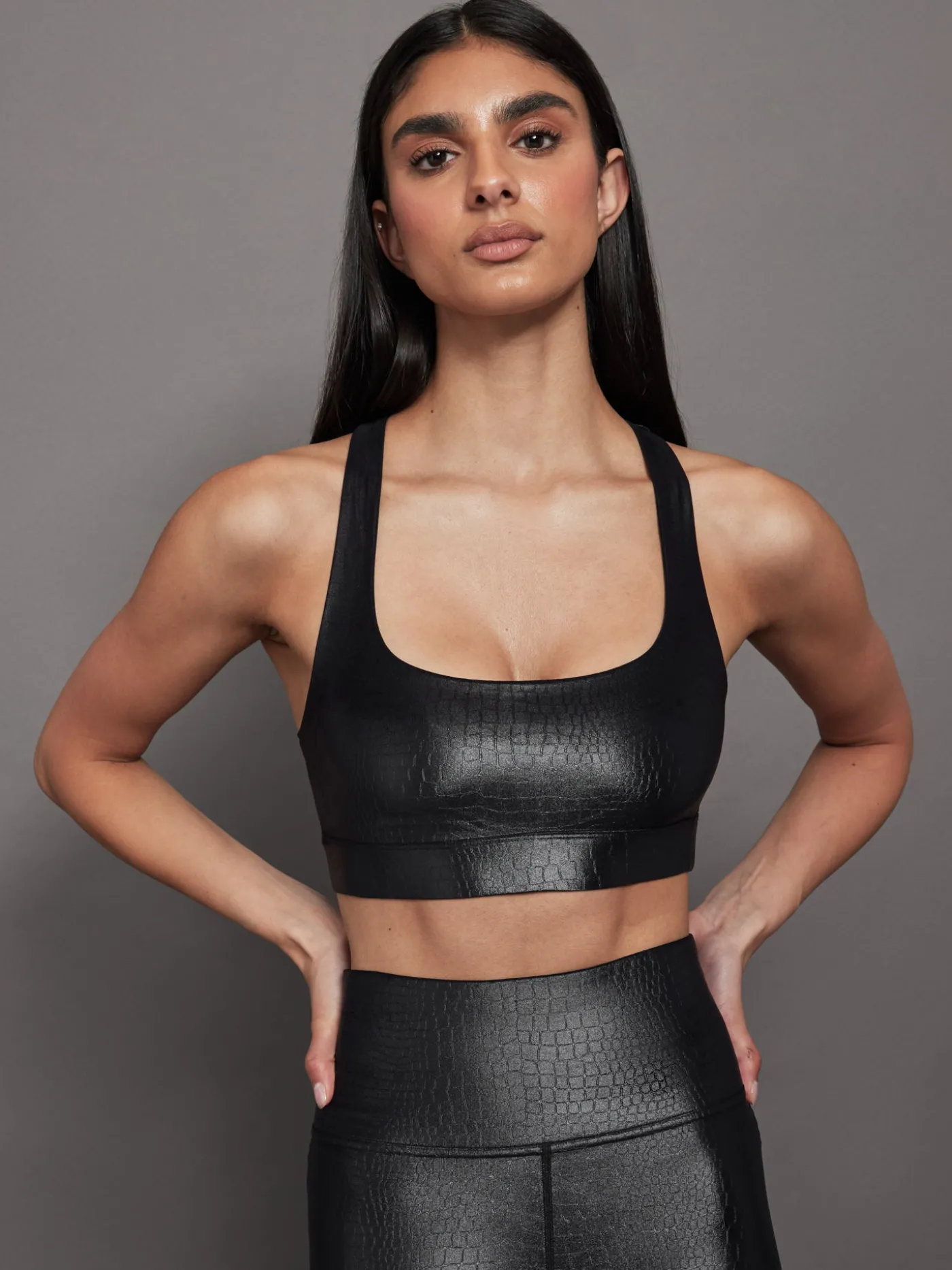 Criss Cross Bra in Crocodile Takara Shine