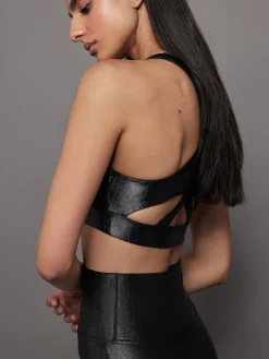 Criss Cross Bra in Crocodile Takara Shine