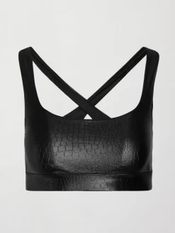 Criss Cross Bra in Crocodile Takara Shine