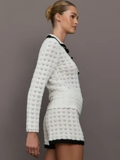Crochet Long Sleeve Polo Top