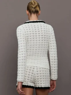 Crochet Long Sleeve Polo Top