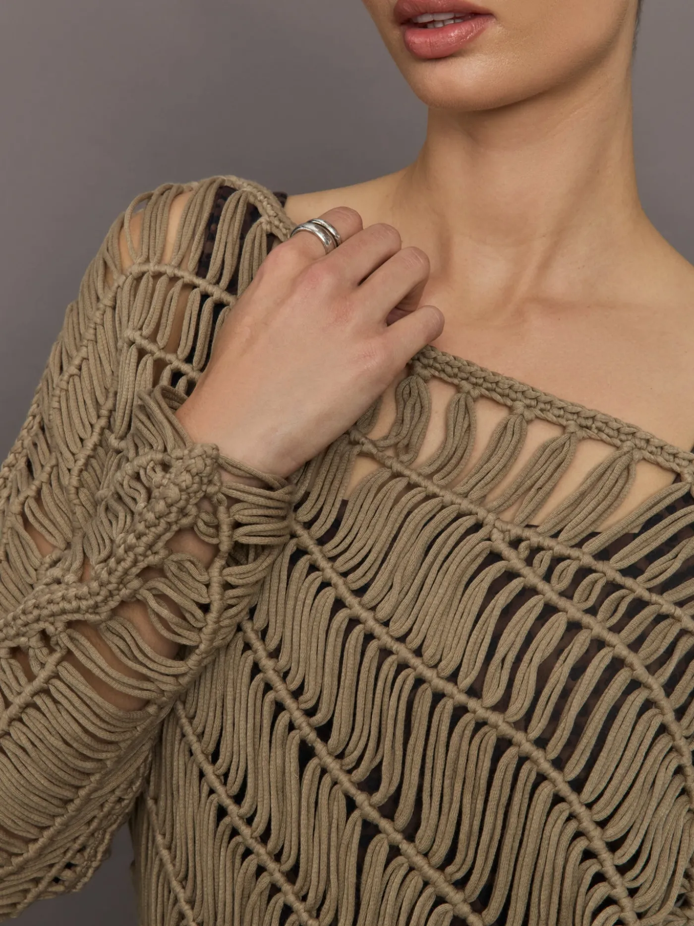 Crochet Off Shoulder Sweater