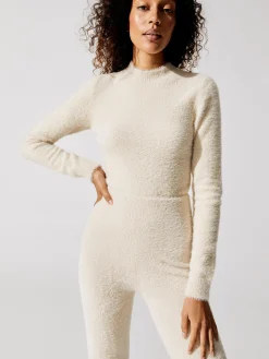 Eyelash Long Sleeve Mock Neck Sweater