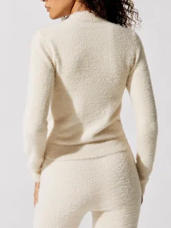 Eyelash Long Sleeve Mock Neck Sweater