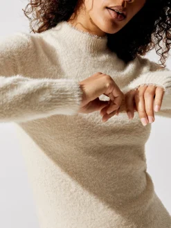Eyelash Long Sleeve Mock Neck Sweater