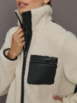Faux Leather Sherpa Jacket