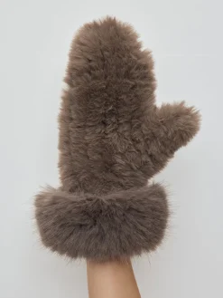 Faux Rex Rabbit Knit Mittens