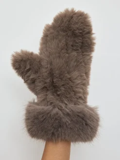 Faux Rex Rabbit Knit Mittens