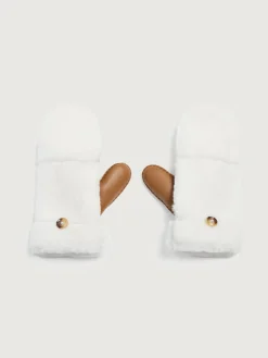 Faux Shearling & Leather Flip Top Mittens