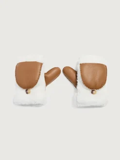 Faux Shearling & Leather Flip Top Mittens