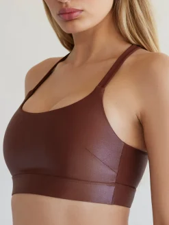 Flat Twist Cross Back Bra In Takara Shine