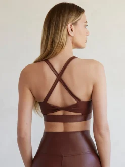 Flat Twist Cross Back Bra In Takara Shine