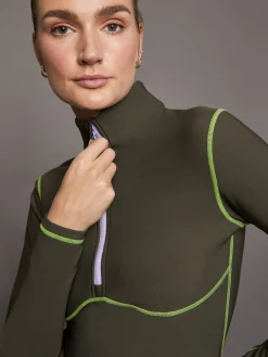 Fleece Back Half Zip Top