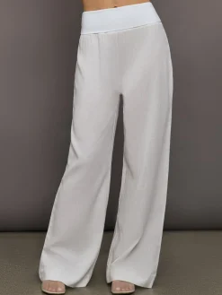 Fold Waist Linen & Melt Wide Leg Pant