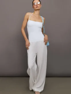 Fold Waist Linen & Melt Wide Leg Pant