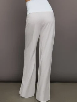Fold Waist Linen & Melt Wide Leg Pant