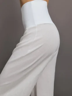 Fold Waist Linen & Melt Wide Leg Pant