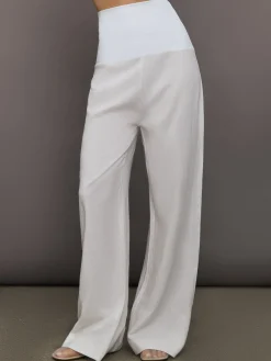 Fold Waist Linen & Melt Wide Leg Pant