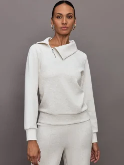 Half Zip Asymmetrical Pullover in Interlock