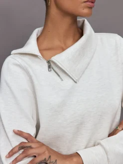 Half Zip Asymmetrical Pullover in Interlock