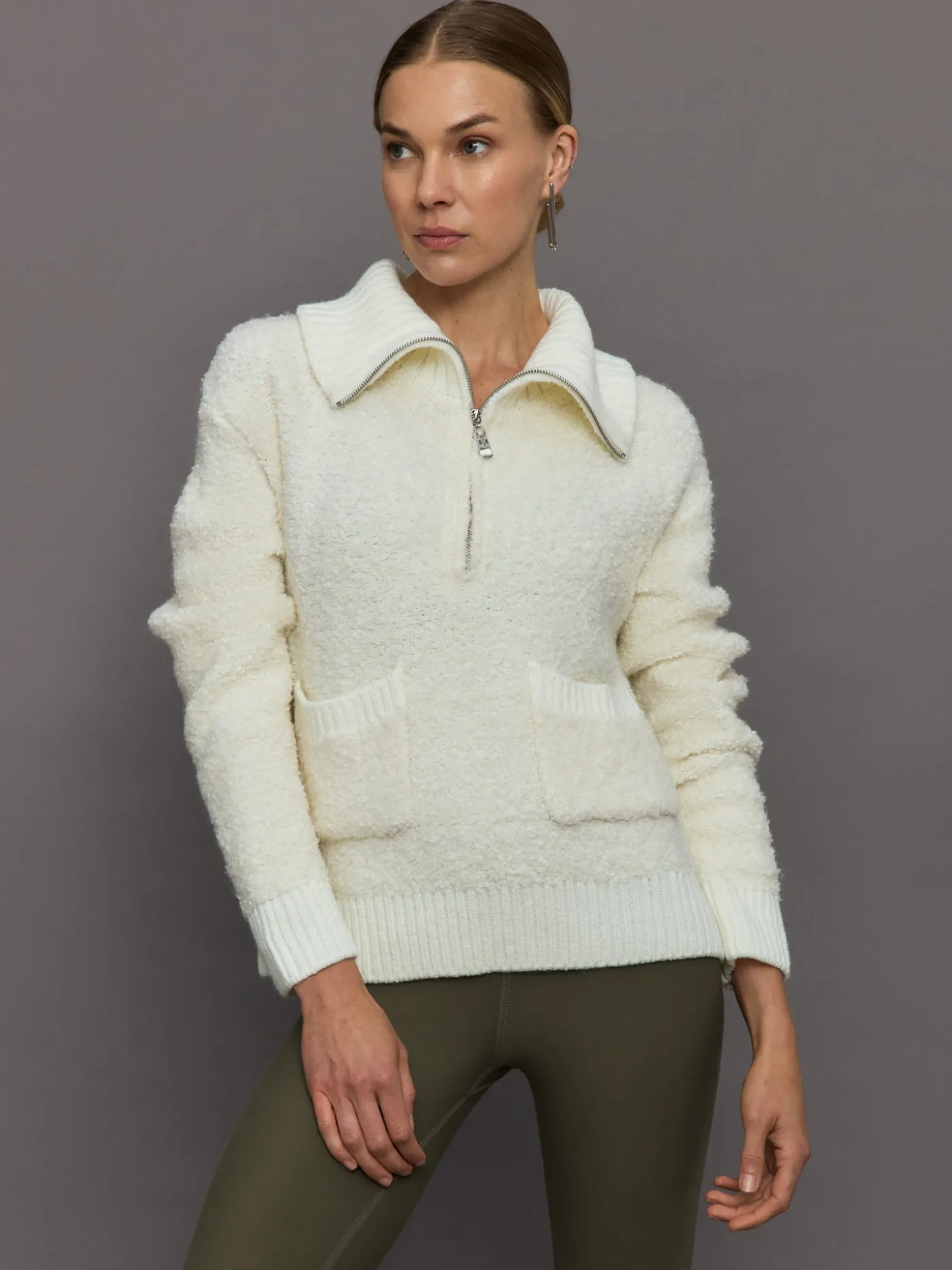Half Zip Boucle Pullover