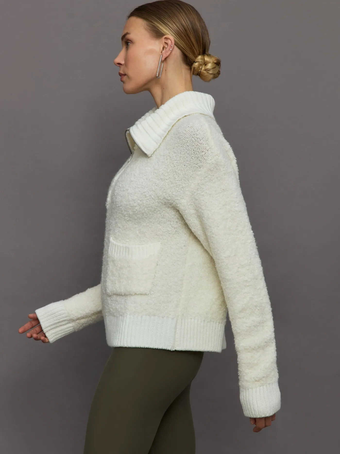 Half Zip Boucle Pullover