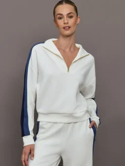 Half Zip With Contrast Stripe in Scuba