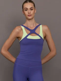 High Neck Cut Out Colorblock Tank in Melt