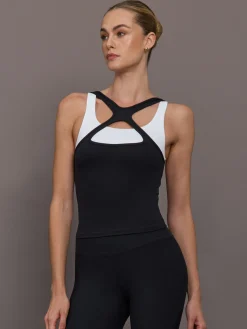 High Neck Cut Out Colorblock Tank in Melt
