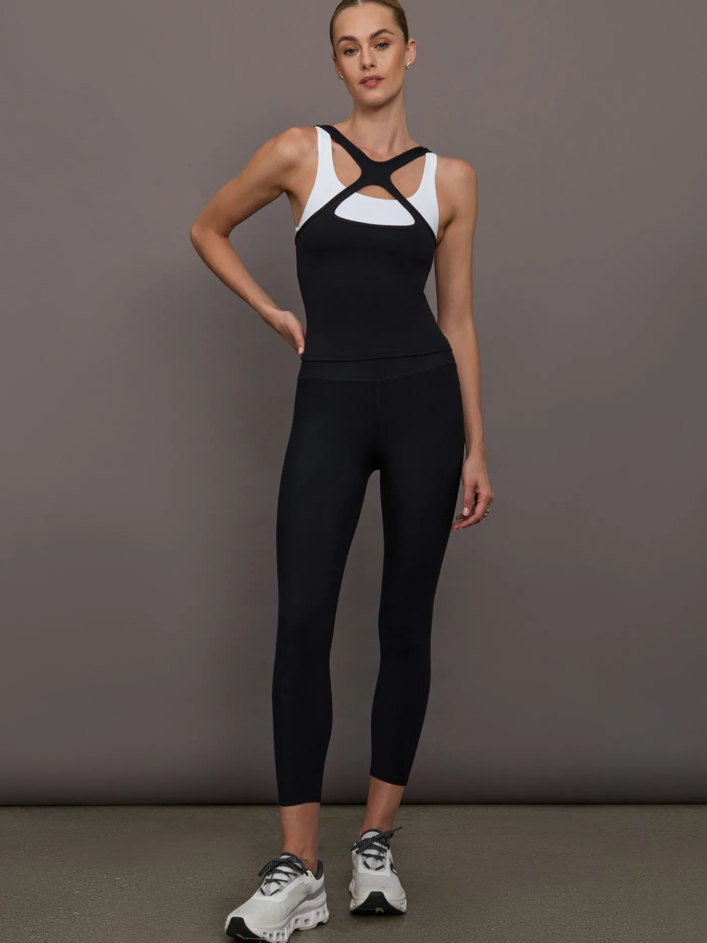 High Neck Cut Out Colorblock Tank in Melt