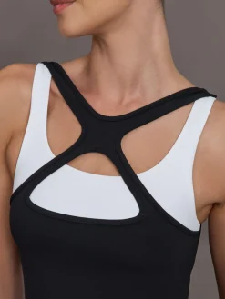High Neck Cut Out Colorblock Tank in Melt