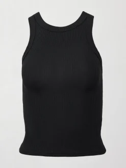 High Neck Fitted Tank in Ribbed Jersey