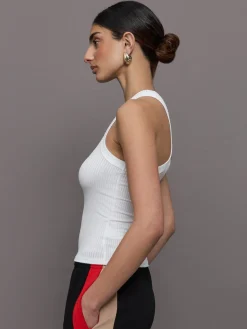 High Neck Fitted Tank in Ribbed Jersey