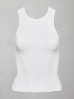 High Neck Fitted Tank in Ribbed Jersey