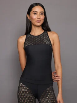 High Neck Laser Cut Tank in Diamond Compression