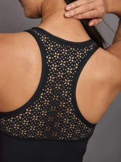 High Neck Laser Cut Tank in Diamond Compression