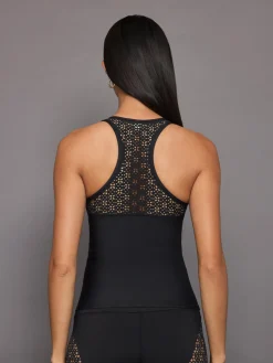 High Neck Laser Cut Tank in Diamond Compression