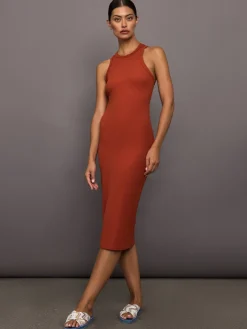 High Neck Tank Dress in Ribbed Melt