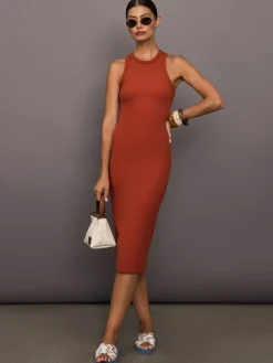 High Neck Tank Dress in Ribbed Melt