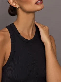 High Neck Tank Dress in Ribbed Melt