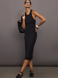 High Neck Tank Dress in Ribbed Melt