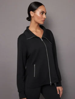 Knit Jacket with Asymmetrical Zip in Interlock