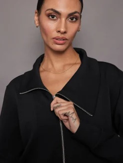Knit Jacket with Asymmetrical Zip in Interlock
